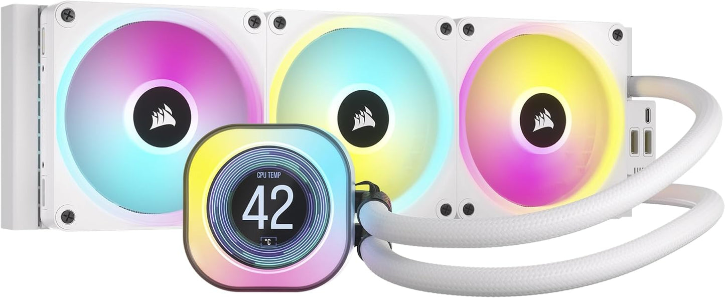 Corsair iCUE Link H150i, 360mm Liquid CPU Cooler for Intel and AMD Processors, RGB Fans, White - FAP-LINKH150IW