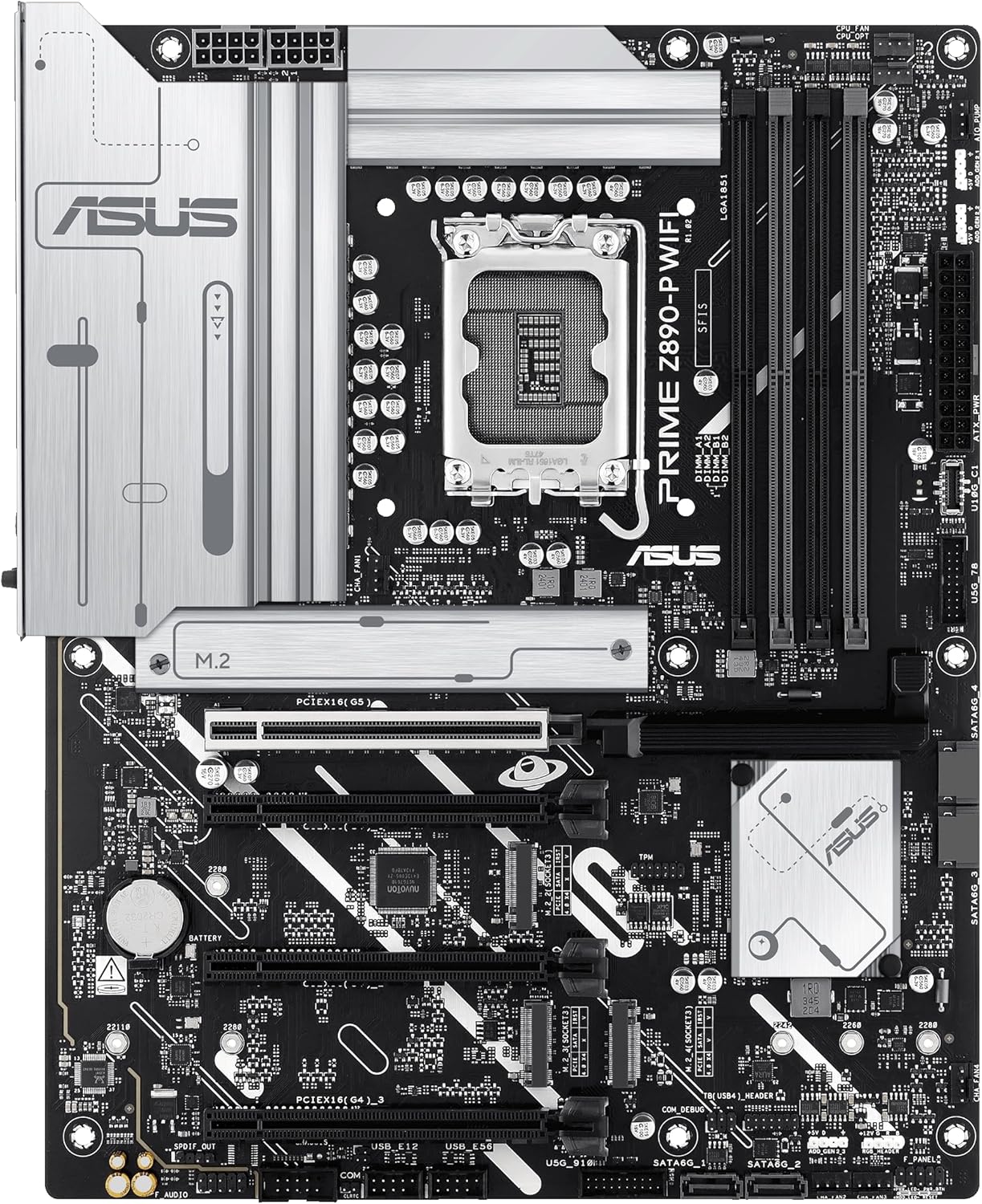 Asus Prime Z890-P WiFi ATX Motherboard, So. 1851, DDR5, 2.5Gb LAN, DP/HDMI, USB3.2, Audio, RAID, BT - MBI-Z890PWIFI