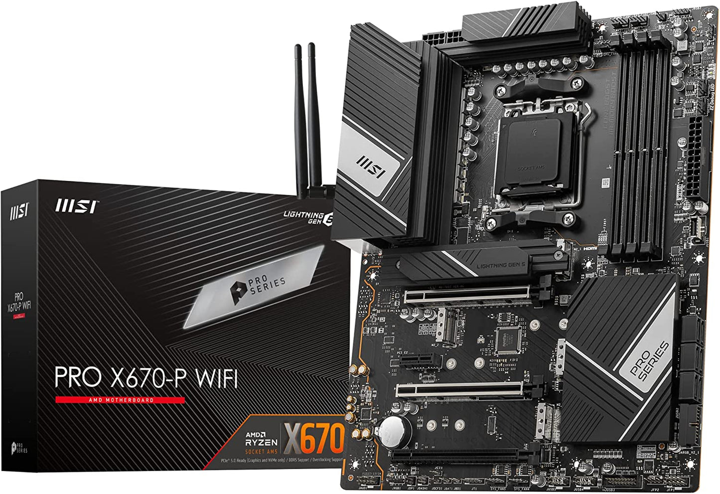 MSI PRO X670-P WIFI ATX Motherboard, So. AM5, 2.5Gb LAN, DP/HDMI/Type-C, DDR5, USB3.2, WiFi/BT - MBA-X670PWIFI