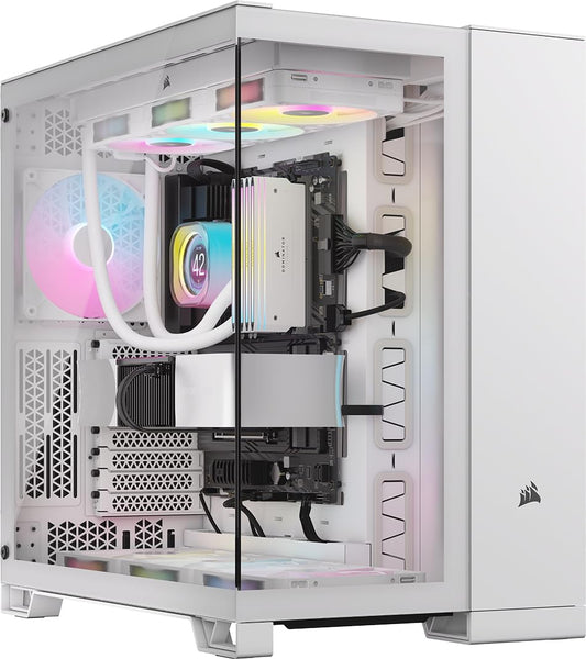 Corsair 6500X ATX Case with Window, No Power Supply, USB3.2, 3xRGB Fans, White. Special Order Only! - CAS-650XWRGB