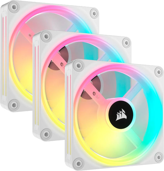 Corsair iCUE Link QX120 RGB Fan Kit: 3x120mm RGB Case Fans w/ fan hub, White - Special Order Only! - FAC-QX120RGB
