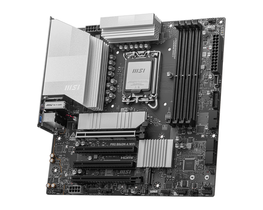 MSI PRO B860M-A WiFi Motherboard, mATX, So. 1851, 5Gb LAN, DP/HDMI/Thunderbolt, DDR5, Audio, WiFi - MBI-B860MAWIFI