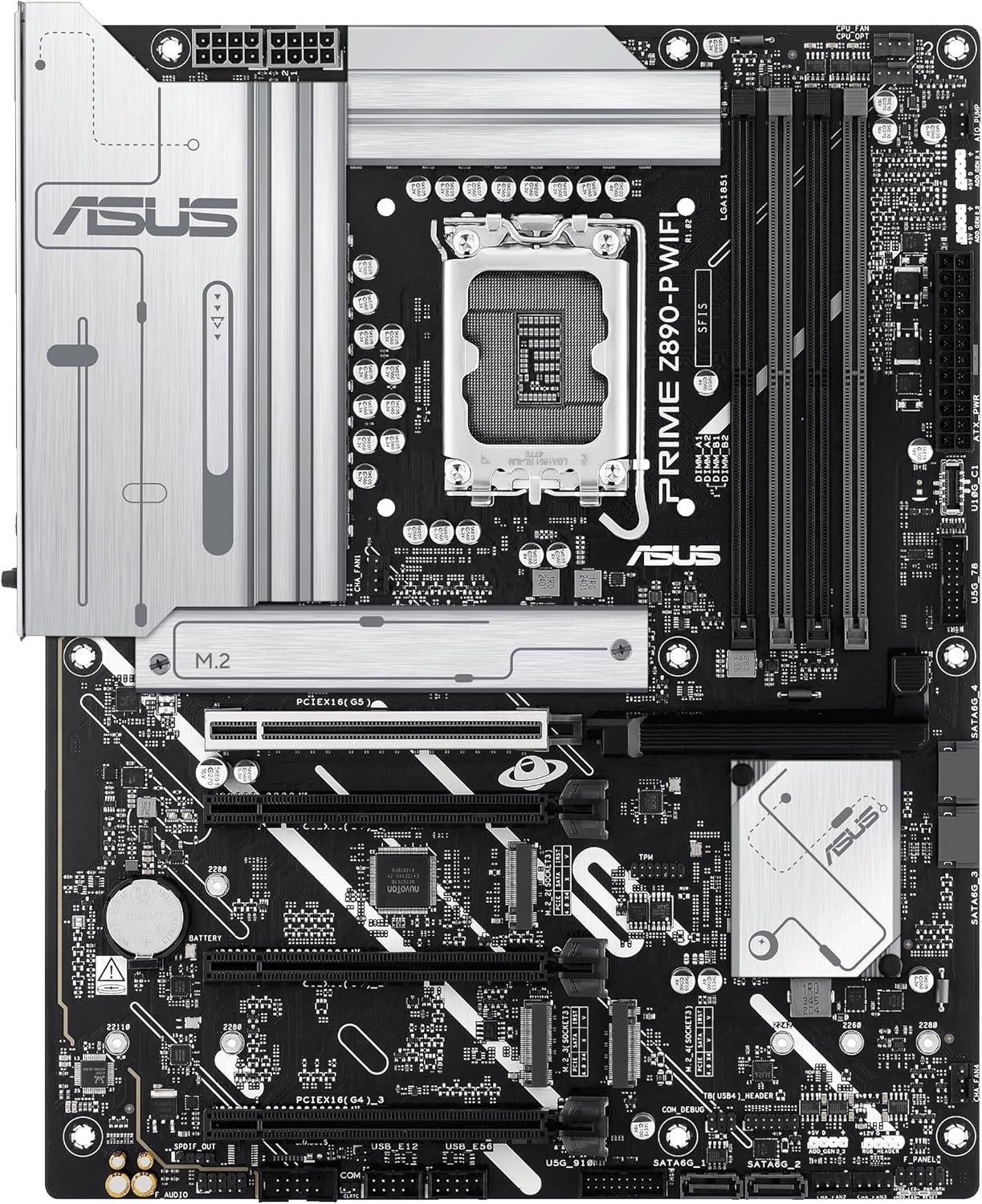 Asus Prime Z890-P WiFi ATX Motherboard, So. 1851, DDR5, 2.5Gb LAN, DP/HDMI, USB3.2, Audio, RAID, BT -  MBI-Z890PWIFI