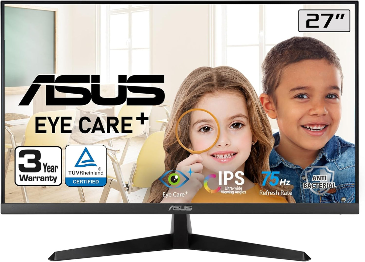 Asus VY279HE 27" LED Widescreen Flat Panel LCD, IPS Technology, VGA/HDMI, 1920x1080, Black - MON-VY279HE