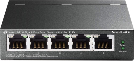 TP-Link Power over Ethernet TL-SG105PE 5-port 10/100/1000M PoE Switch, including 4 PoE+ Ports - NPE-TLSG105PE