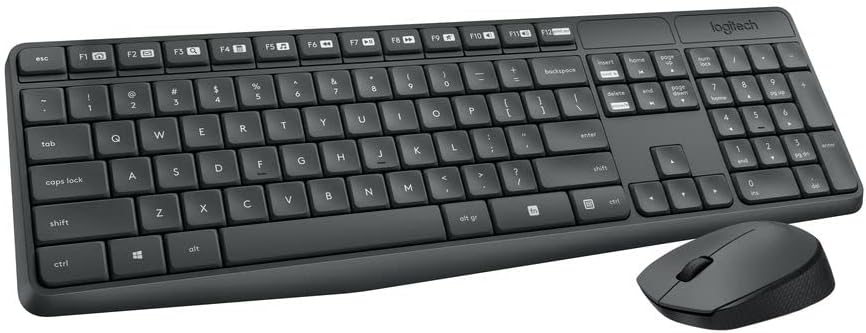 Logitech MK235 Wireless Keyboard and Optical Mouse, Black - KEY-MK235