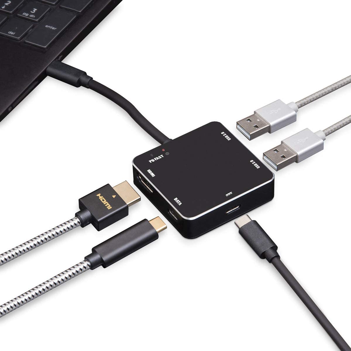 Computer Interlock Hub USB 3.1 Gen 1 Type-C Multi-Function Hub: 60W PD Pass Through, HDMI, US ...