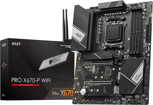 MSI PRO X670-P WIFI ATX Motherboard, So. AM5, 2.5Gb LAN, DP/HDMI/Type-C, DDR5, USB3.2, WiFi/BT - MBA-X670PWIFI