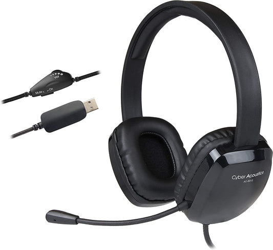 Cyber Acoustics AC-6012 USB Stereo Headset with Microphone, Over the Head Design - MIC-AC6012